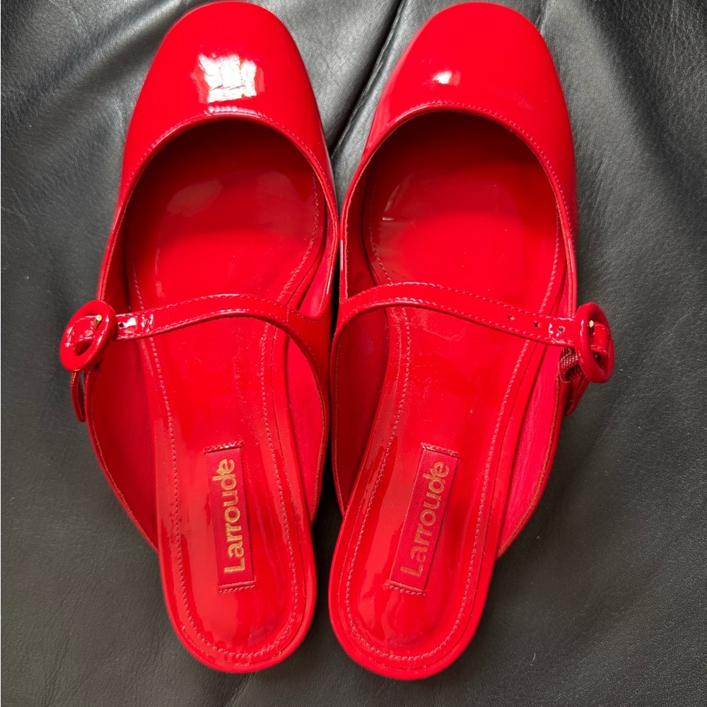 Larroude Red Patent Leather Mules. NWOT size 5.5